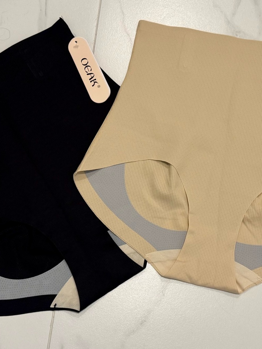 OEAK 2 Pack Seamless High-Waist Shapewear Briefs - Black & Beige